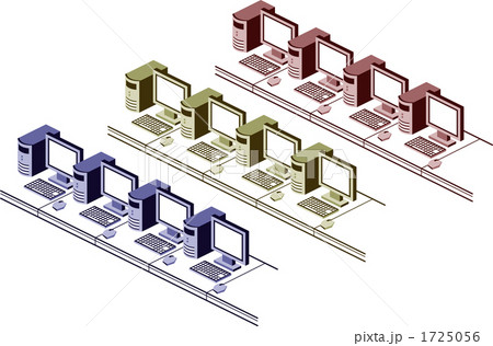 It機器 デスクトップパソコン パソコンルームのイラスト素材