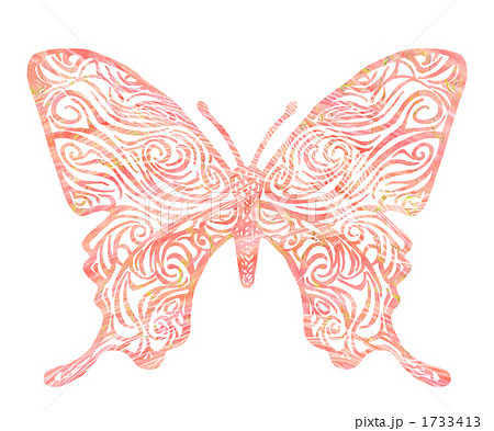 切り絵みたいなピンク色の蝶 エレガントのイラスト素材