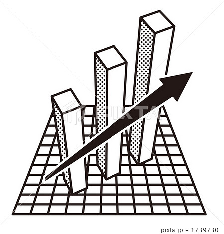 右肩上がり 上る 棒グラフのイラスト素材