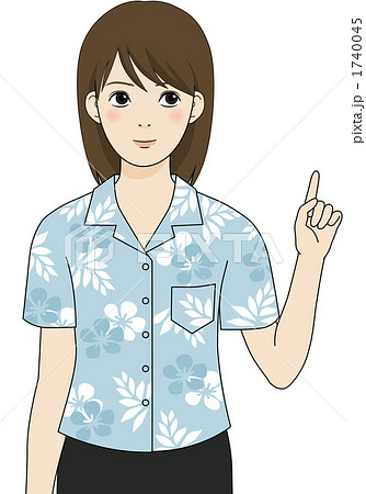 指を差すアロハシャツのOL 1740045