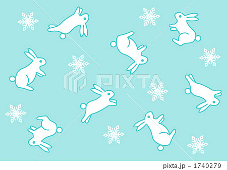うさぎ柄 水色 のイラスト素材