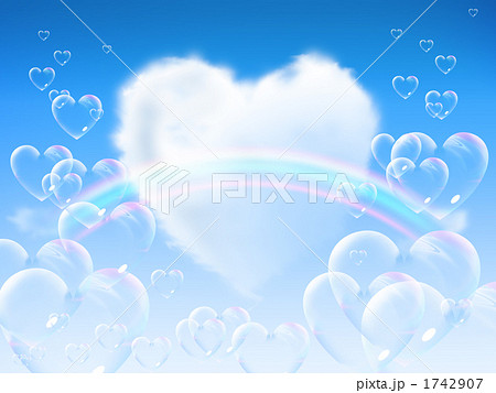 ハートの雲と虹とハートのシャボン玉のイラスト素材 1742907 Pixta