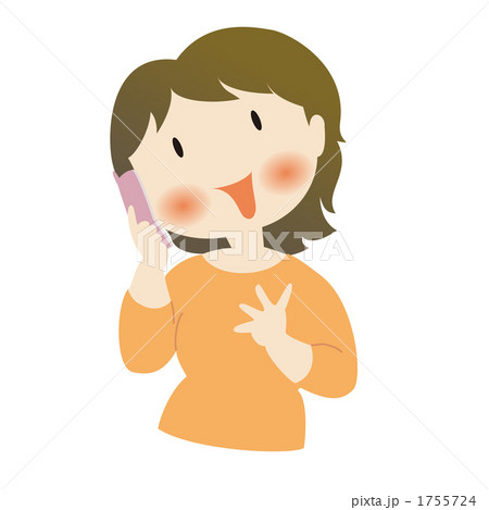 携帯でおしゃべりする女性のイラスト素材