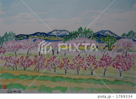 水彩画原画 信州の春 水彩画原画 信州の春 ＃459