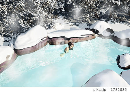 冬の温泉 露天風呂05のイラスト素材 1782886 Pixta