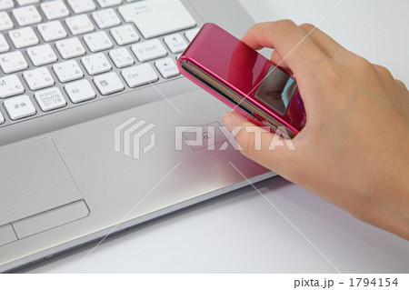 Felicaポート パソリでポイント残高チェックの写真素材