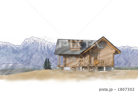 八ヶ岳南麓の山小屋のイラスト素材