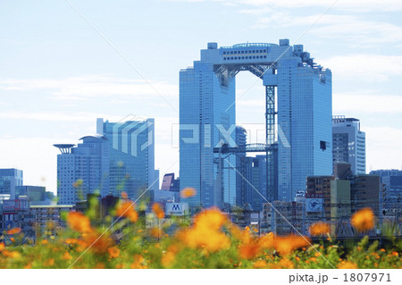 大阪淀川河川敷から見る北区の町並み 1807971