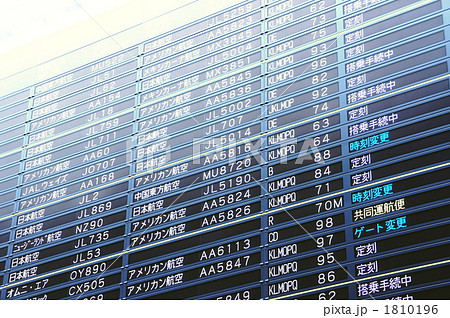 成田空港 電光掲示板 日本語の写真素材