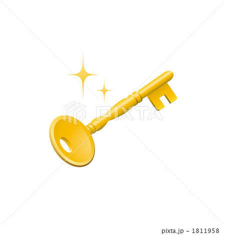 金のアンティークの鍵のイラストのイラスト素材
