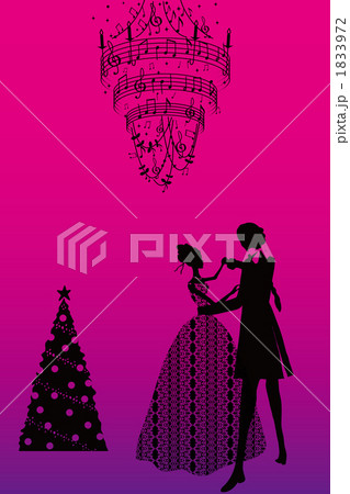 クリスマス 02 カップル ダンス シルエットのイラスト素材