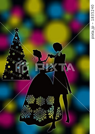 クリスマス 04 カップル ダンス シルエットのイラスト素材