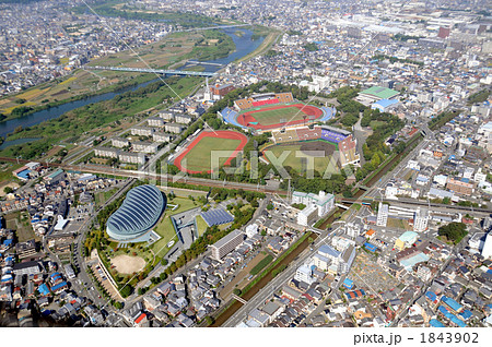 西京極総合運動公園を空撮の写真素材