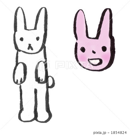 かわいいウサギの手描き風イラストのイラスト素材