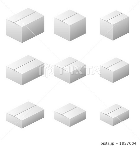 ダンボール箱 ノーマルタイプ サイズ9種類 白色のイラスト素材