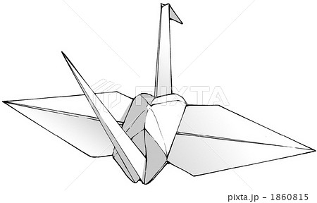 折り紙の鶴のイラスト素材