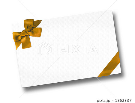 金色リボンのメッセージカードのイラスト素材