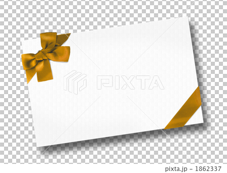 金色リボンのメッセージカードのイラスト素材