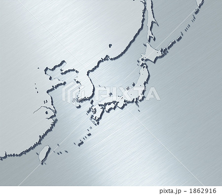 東アジア 日本周辺地図 ステンレスのイラスト素材