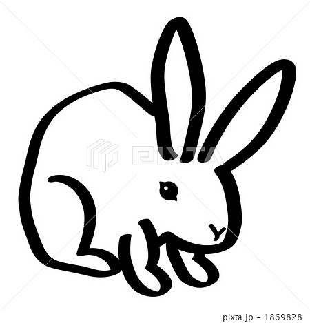 白黒の手描きウサギのイラストのイラスト素材 1869828 Pixta