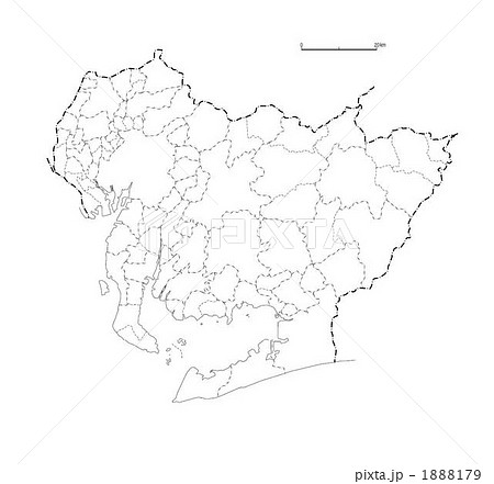 白地図 愛知県 のイラスト素材