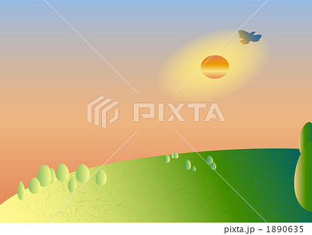 夕焼けの丘　背景 1890635