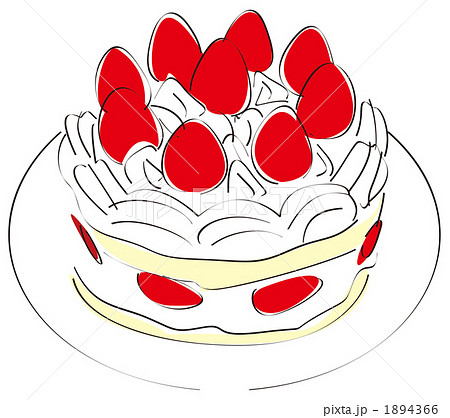 ホールケーキ 苺ケーキ ケーキのイラスト素材