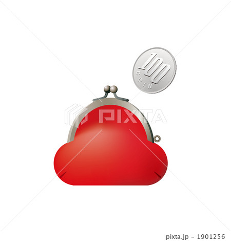 赤いがまぐちと100円玉のイラスト 赤いがまぐちと100円玉のイラスト 1901256