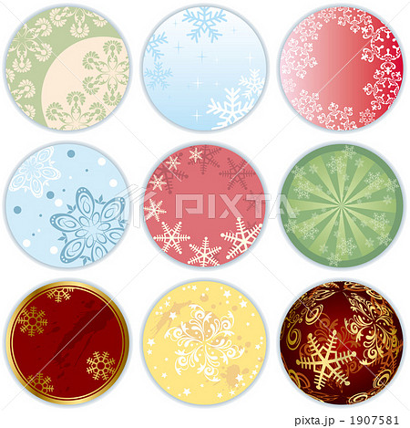 雪柄フレームセットのイラスト素材