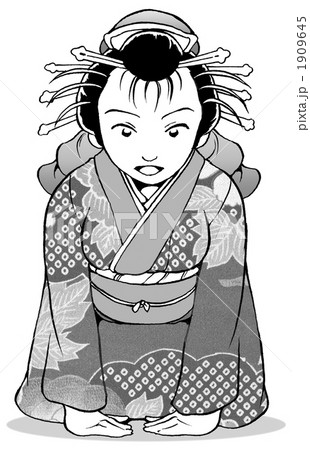 お辞儀する花魁のイラスト素材