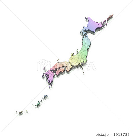 虹色の日本地図 都道府県表示のイラスト素材