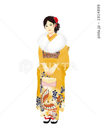 黄色い振袖を着た女性 1914899