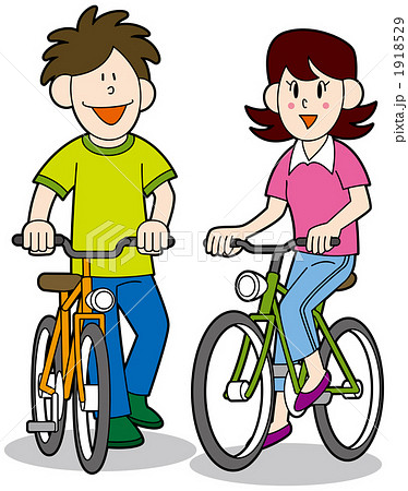 自転車のカップルのイラスト素材