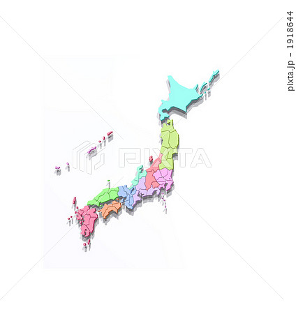 地方8区分の日本地図 都道府県表示のイラスト素材