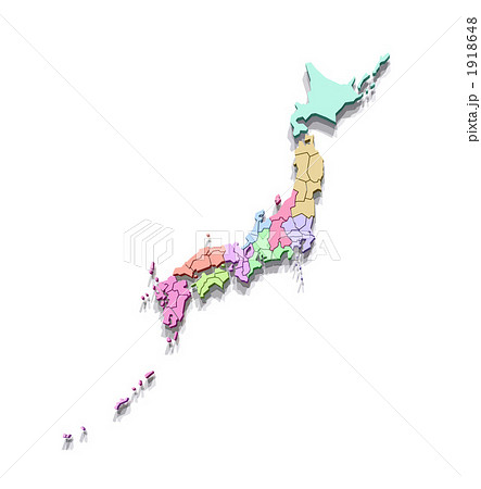 地方10区分の日本地図 都道府県表示のイラスト素材