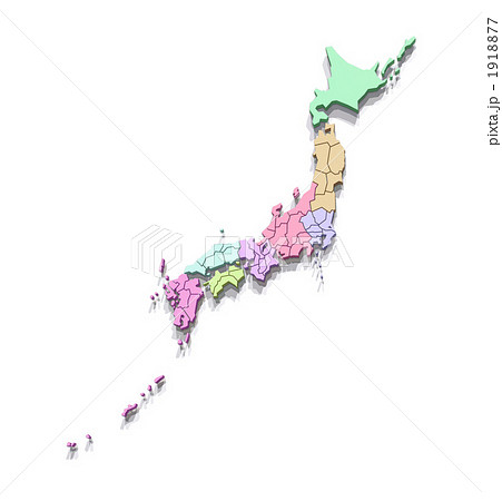 地方8区分の日本地図 都道府県表示のイラスト素材