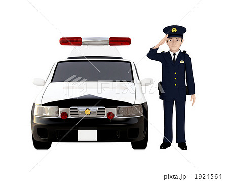 パトカーと警官のイラスト素材