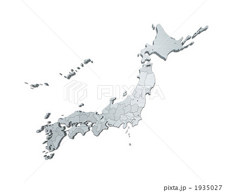 ステンレス 日本白地図 都道府県表示のイラスト素材