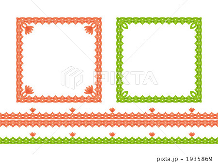 花とツルの飾り罫 1935869