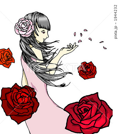薔薇と女の子のイラスト素材 [1944232] - PIXTA