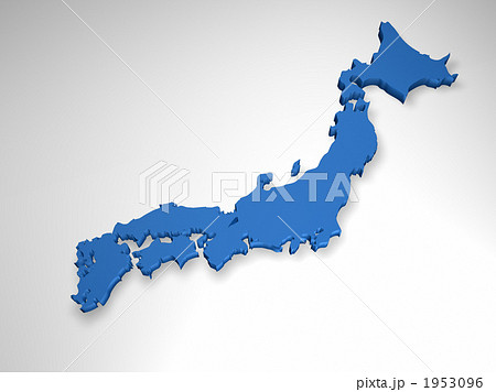 日本地図 立体 シンプル ブルーのイラスト素材