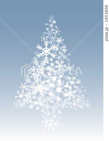 雪の結晶でできたクリスマスツリーのイラストのイラスト素材