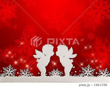 雪と天使の背景素材のイラスト素材