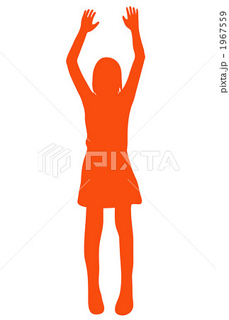 手を挙げる女性のシルエットのイラスト素材 1967559 Pixta