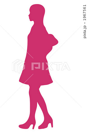 歩く女性のシルエットのイラスト素材