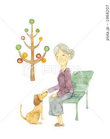 犬と老婆のイラスト素材