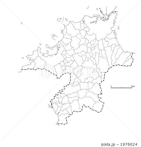 白地図 福岡県 のイラスト素材