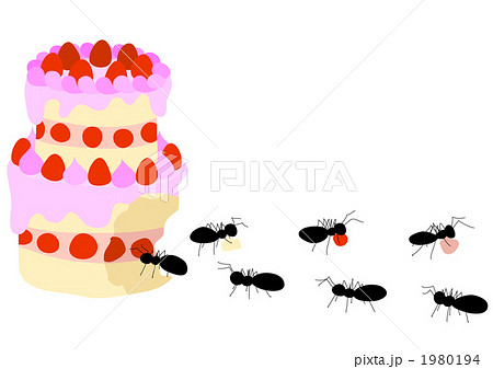 蟻とケーキのイラスト素材