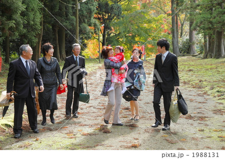 七五三　参道をそぞろ歩く一族 1988131