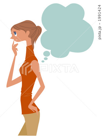 考える女性のイラスト素材